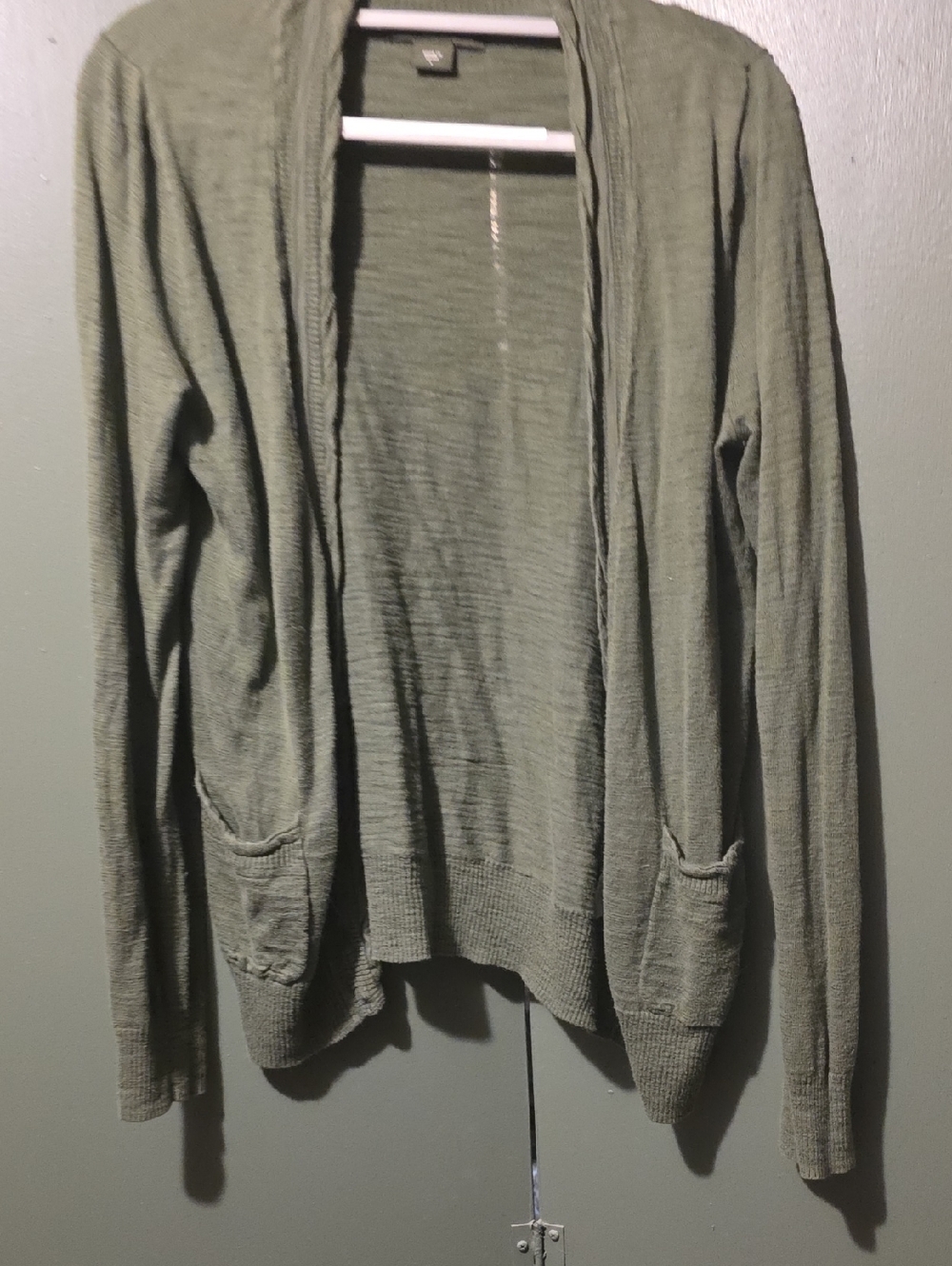 Eddie Bauer Olive Green Open Front Cardigan